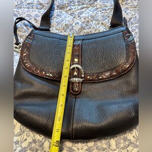 Elegant Black and Brown BRIGHTON Leather Shoulder Bag